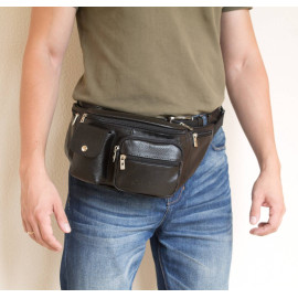 Кожаная поясная сумка Settimo black 